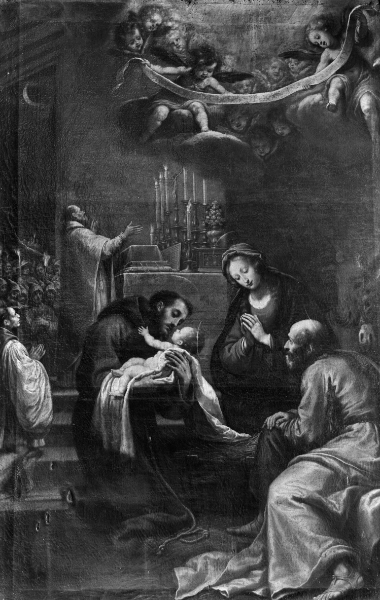 San Francesco accoglie tra le sue braccia Gesù Bambino nel presepe di Greccio - Firenze